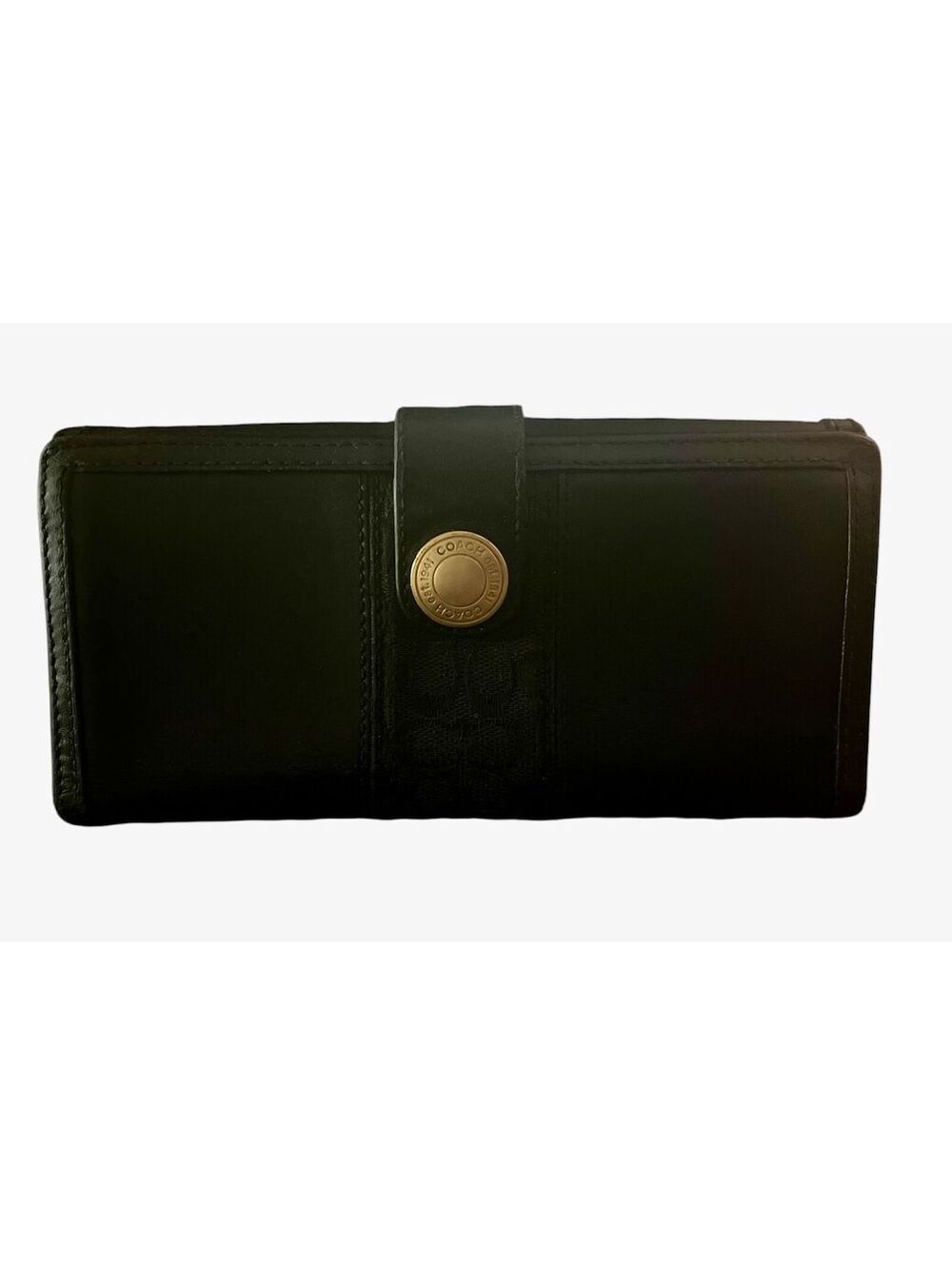 W12. Coach black leather and signature canvas wallet